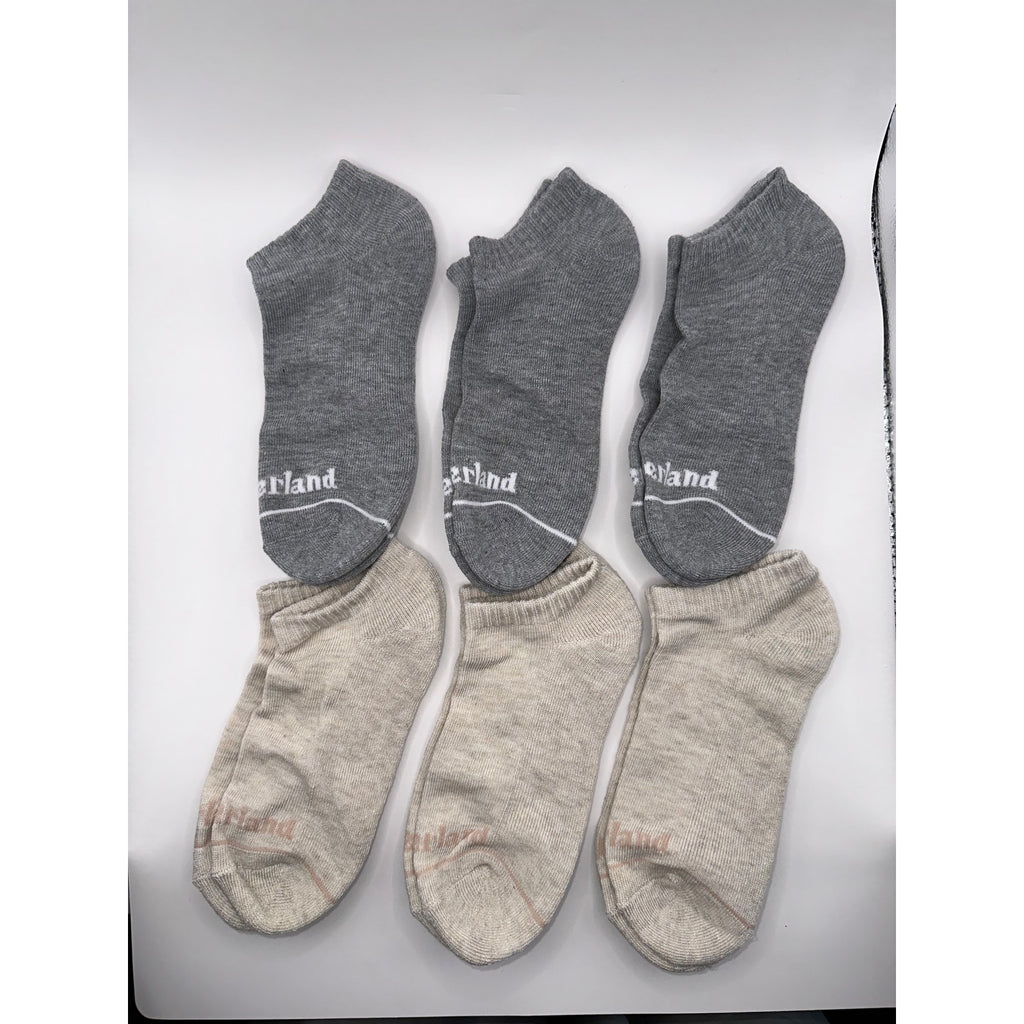 Timberland No Show Socks 6 Pairs - Full Cushion, Light & Dark Gray Medium