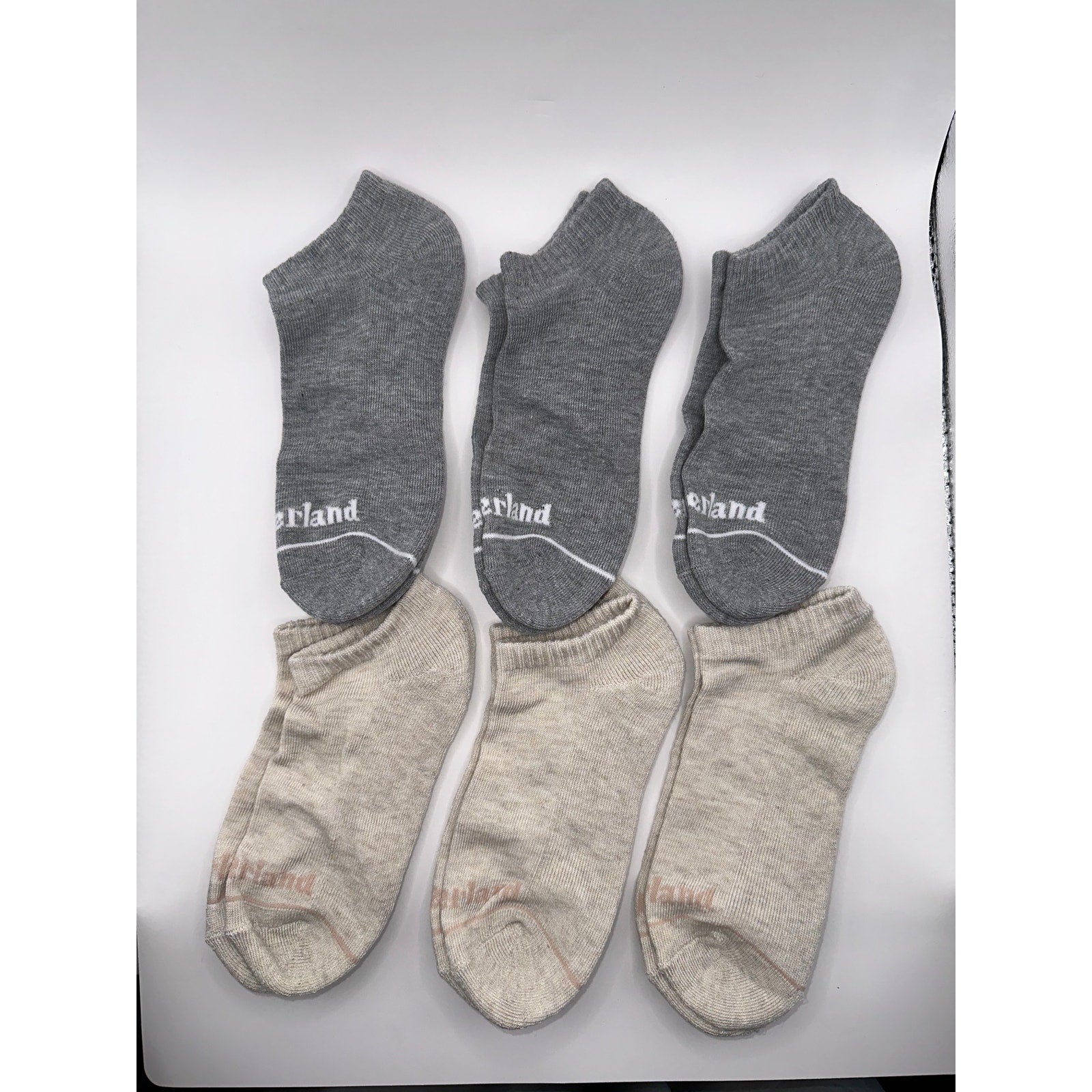 Timberland No Show Socks 6 Pairs - Full Cushion, Light & Dark Gray Medium
