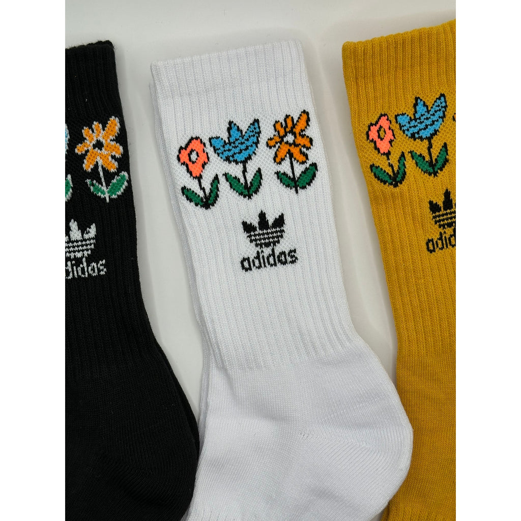 3 Pairs ADIDAS Floral Everyday Cotton Crew Socks Dri Fit Size MEDIUM