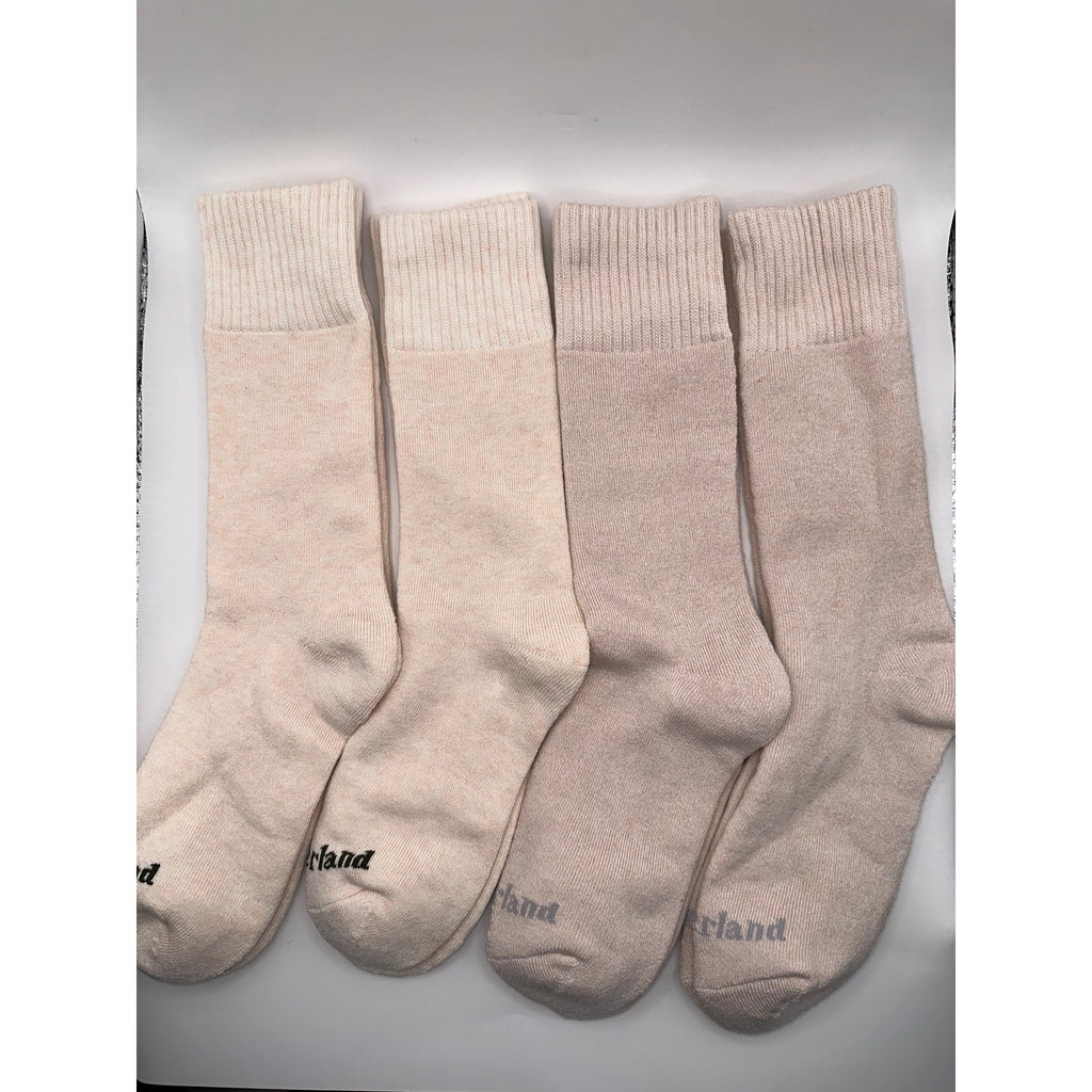 Timberland Unisex Cushioned Crew Socks 4 Pairs - Wool Blend, Light Brown Medium