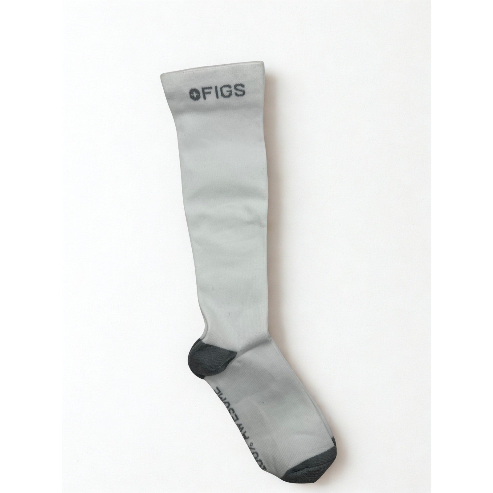 1 Pair FIGS Compression White & Gray Plain Socks Size Large