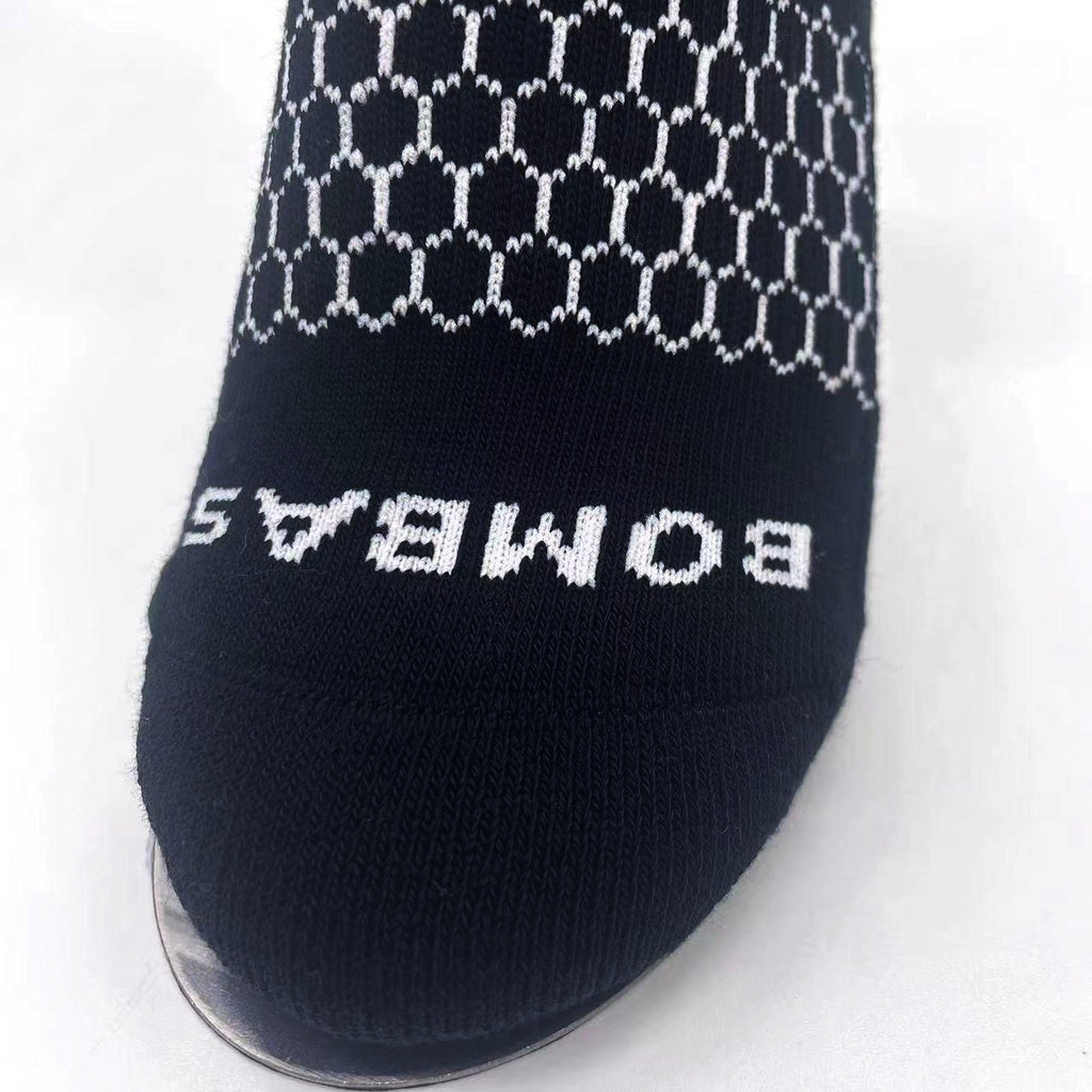 6 Pairs Women Men's BOMBAS Honeycomb Quarter socks Size Small Black