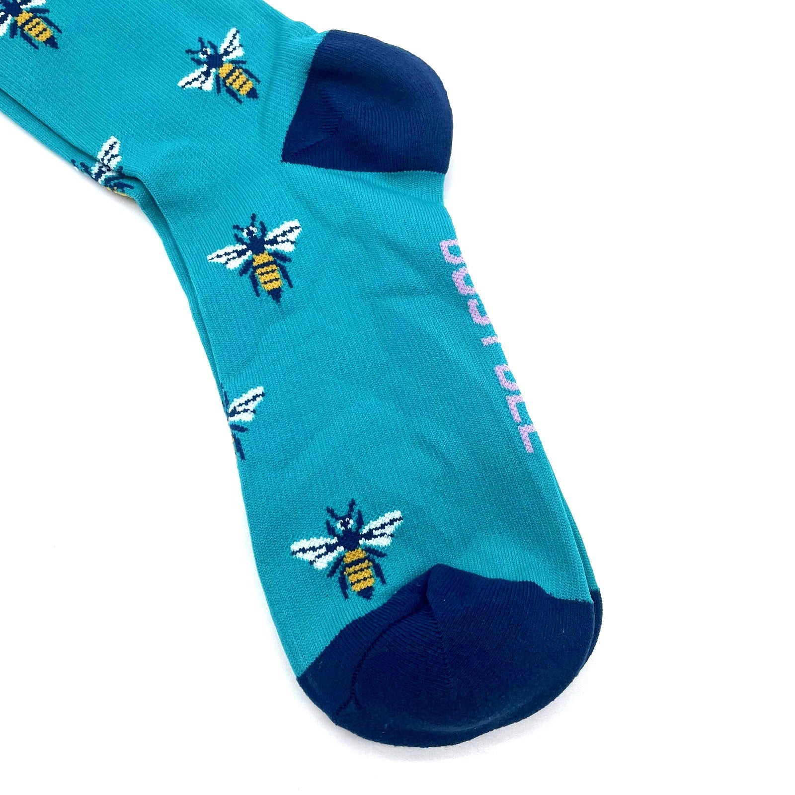 1 Pair FIGS Compression 'Bee' Blue Green Socks Size Medium