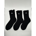 3 Pairs Alo Yoga Women's Lettuce Edge Sock M/L fits sizes 8 – 11 Black