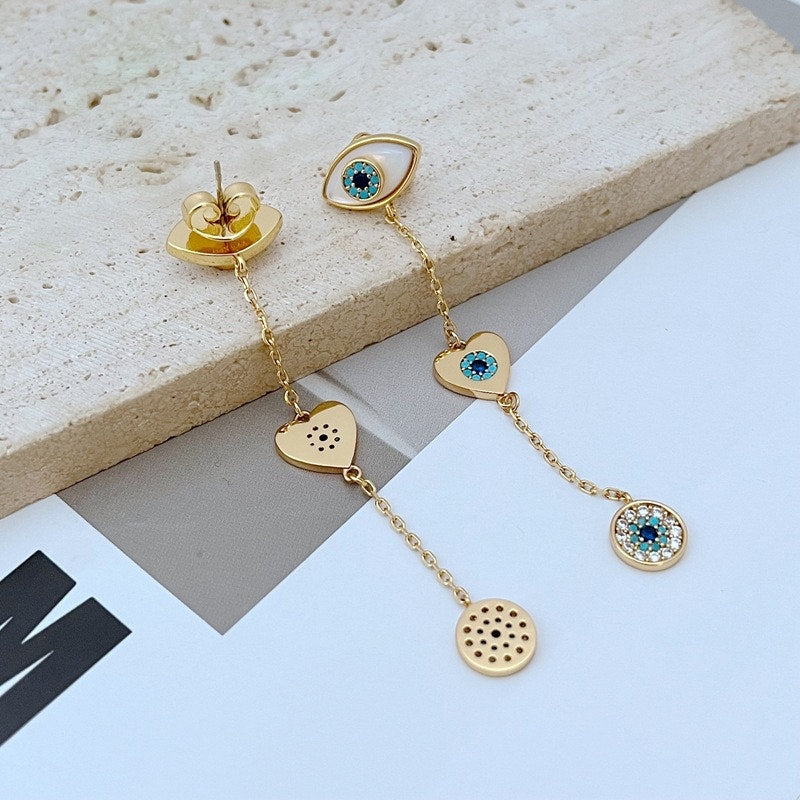 Kate Spade New York Gold-Tone Mixed Stone Evil Eye Linear Drop Earrings