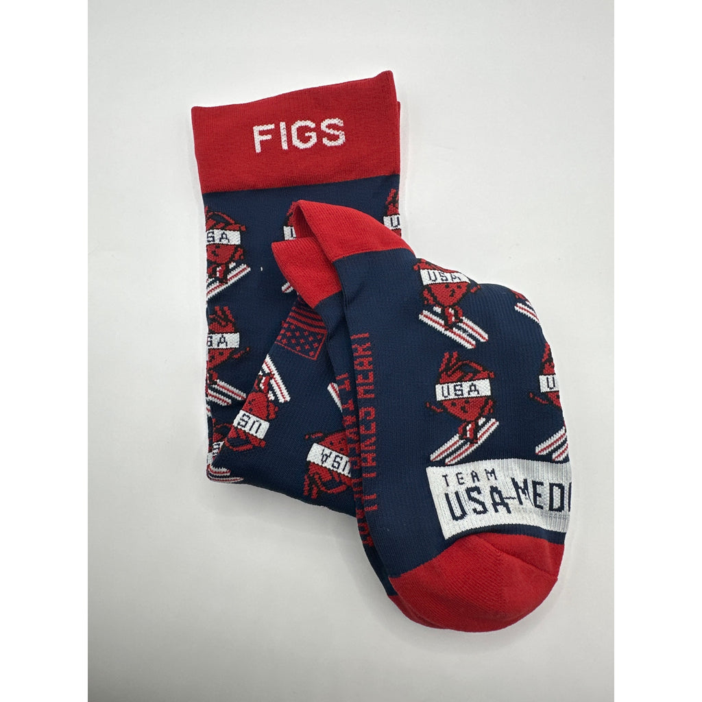 1 Pair FIGS Compression USA Red & Navy Blue Socks Size Small