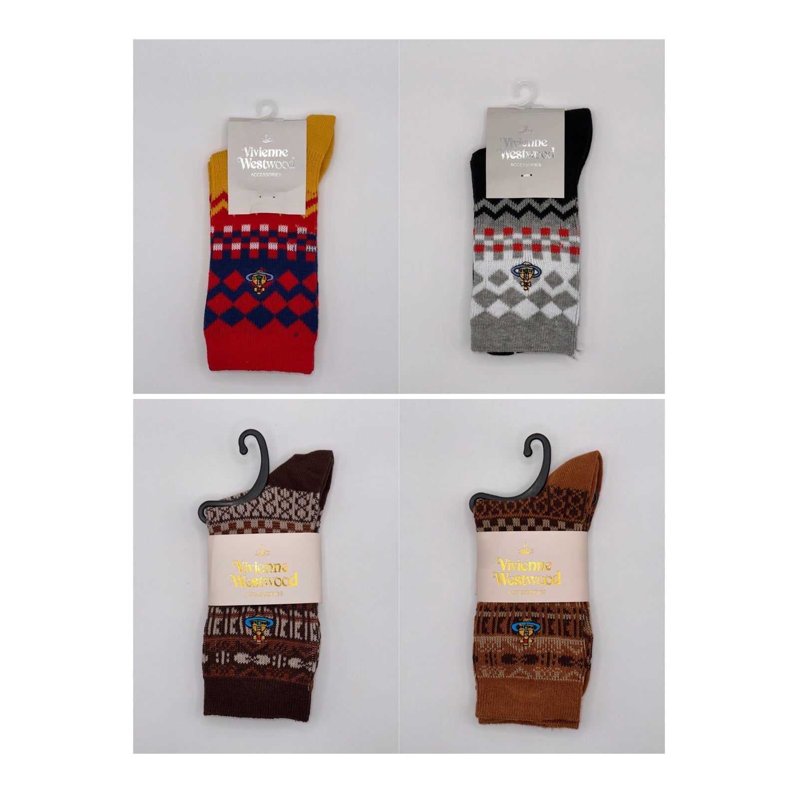 4 Pairs Vivienne Westwood Women's Socks, Medium US Size 6-9