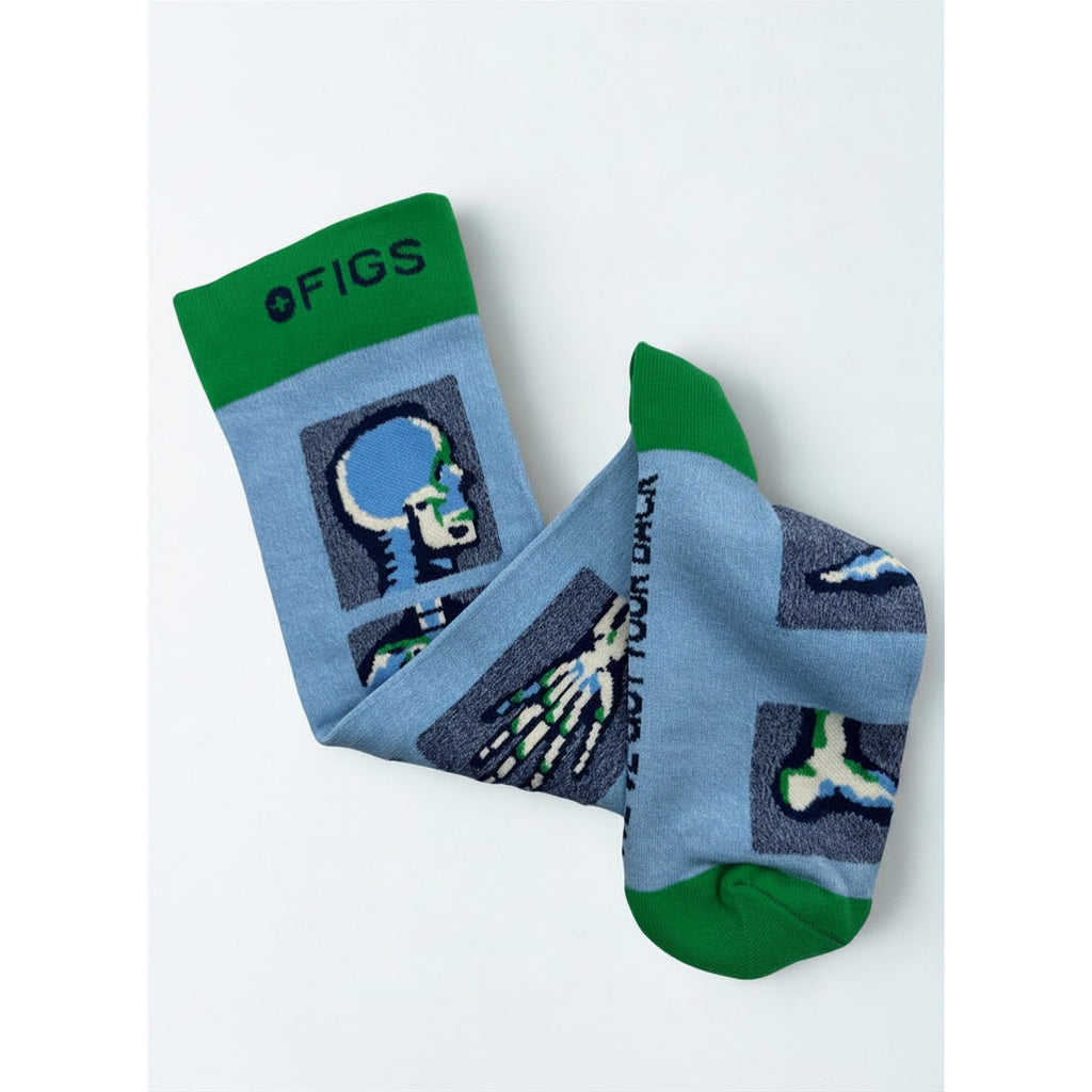 1 Pair FIGS Compression 'Skeleton' Socks Size Medium