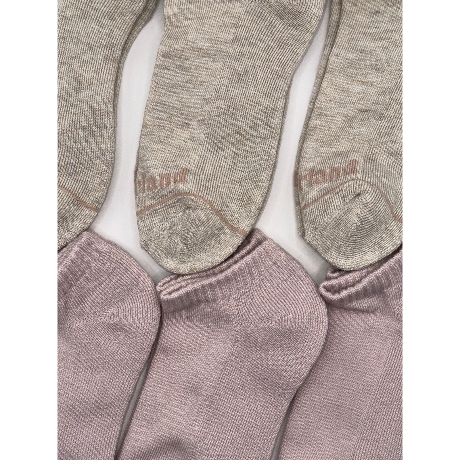 Timberland No Show Socks 6 Pairs - Full Cushion, Light Gray & Mauve Medium