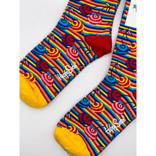 2 Pairs Happy Socks Colorful Stripes Half Calf Size Medium Unisex